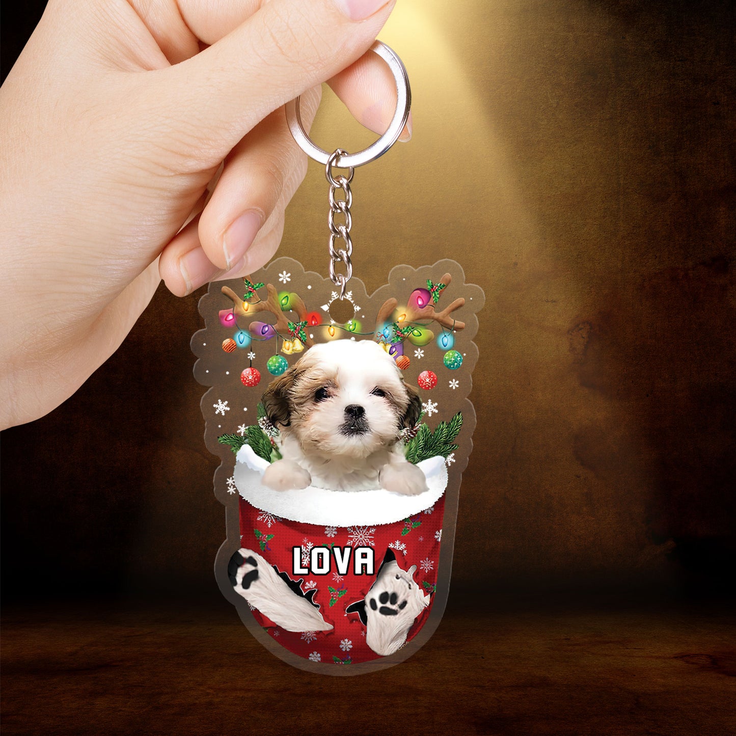 Teddy Bear Dog In Snow Pocket Christmas Ornament - Christmas Gift For Teddy Bear Dog Lovers, Dog Lovers