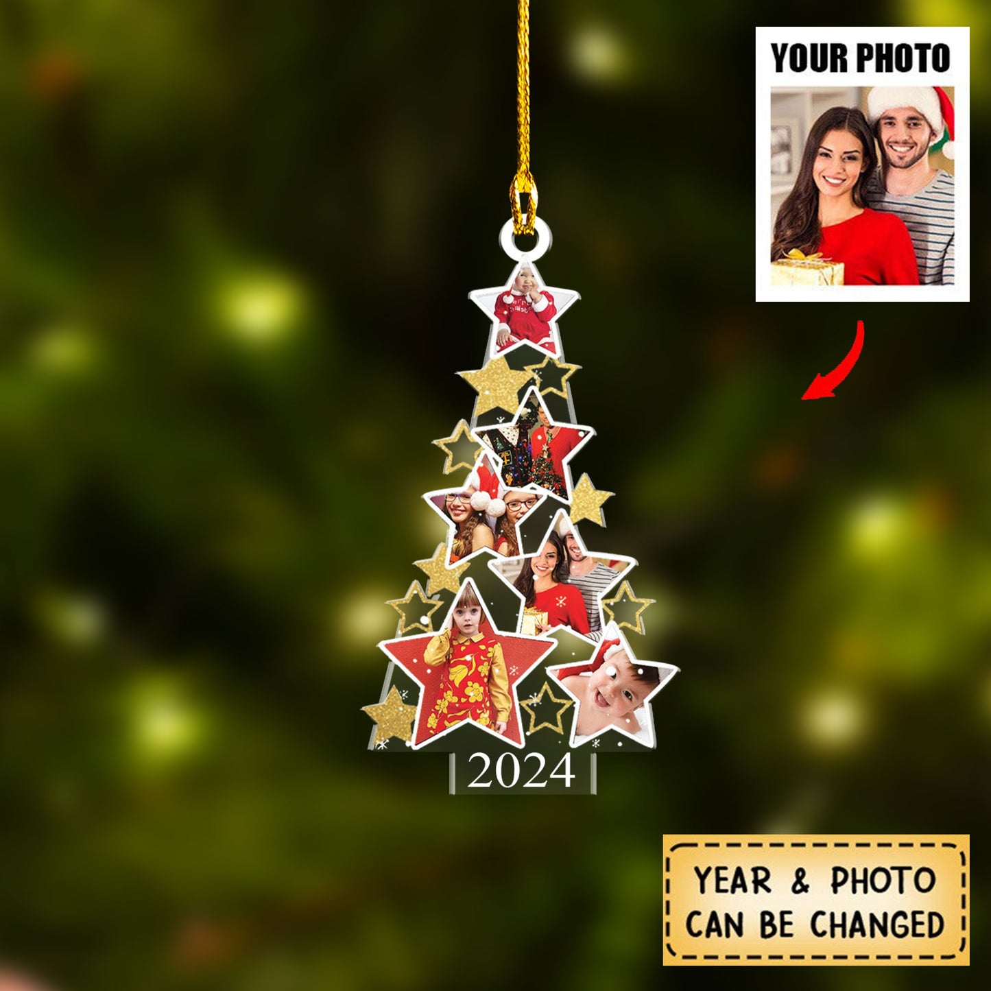 Custom Photo Christmas Car Ornament - Personalized Photo Car Ornament - Christmas Gift For Family