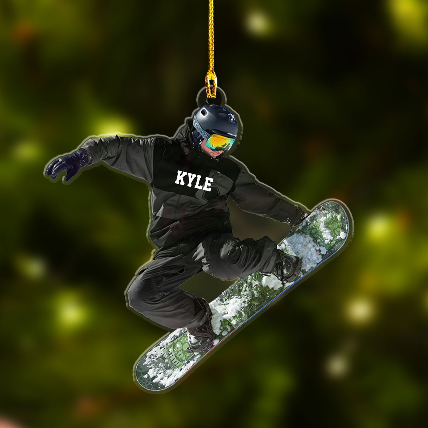 Personalized Snowboarding Athletes, Skis Christmas Car Ornament - Best Custom Shape Car Ornament Christmas