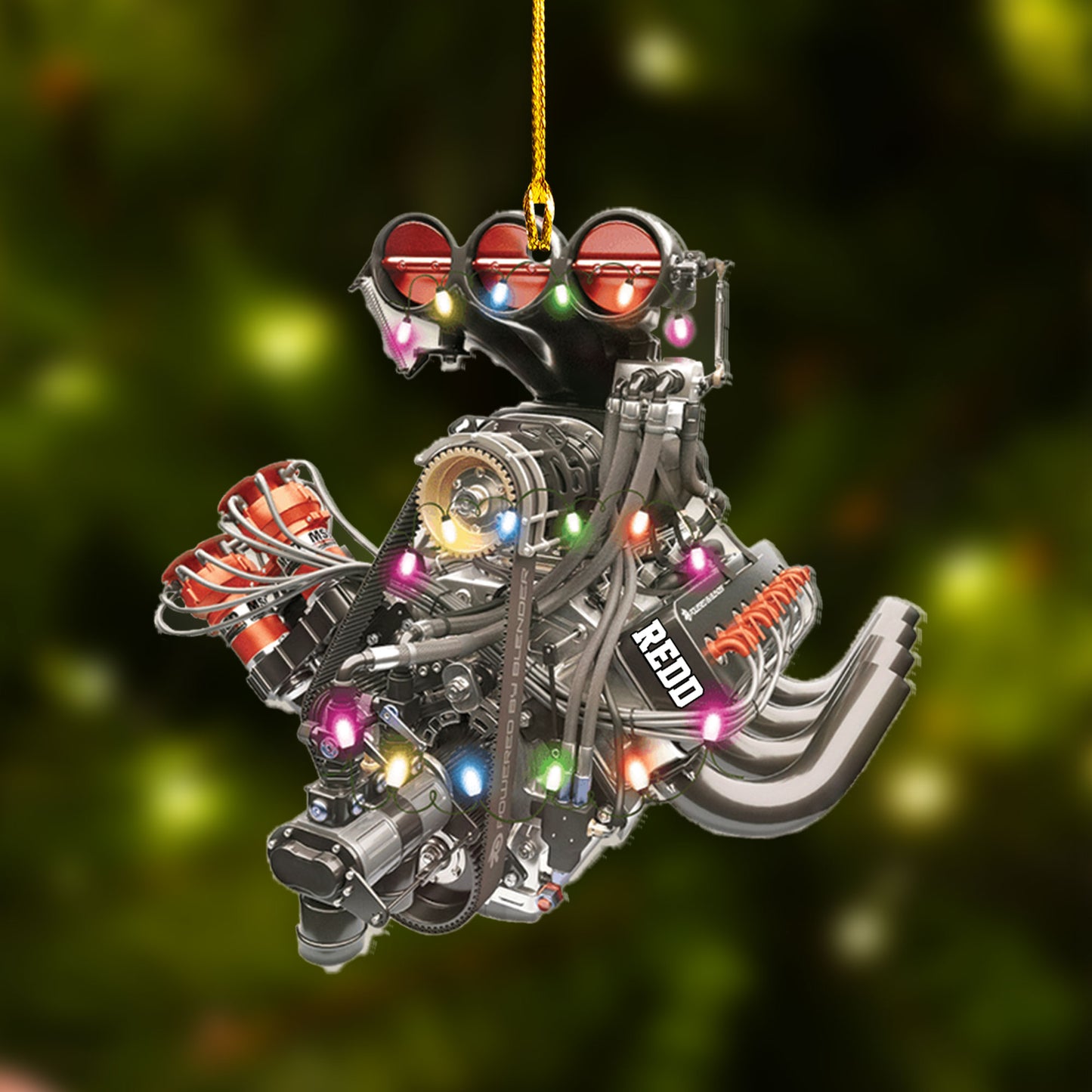 Custom Car Racing Christmas Car Ornament, Personalized Drag Racing Hot Rod V8 Engine Car Ornament For Car Racing Lover, Christmas, New Year