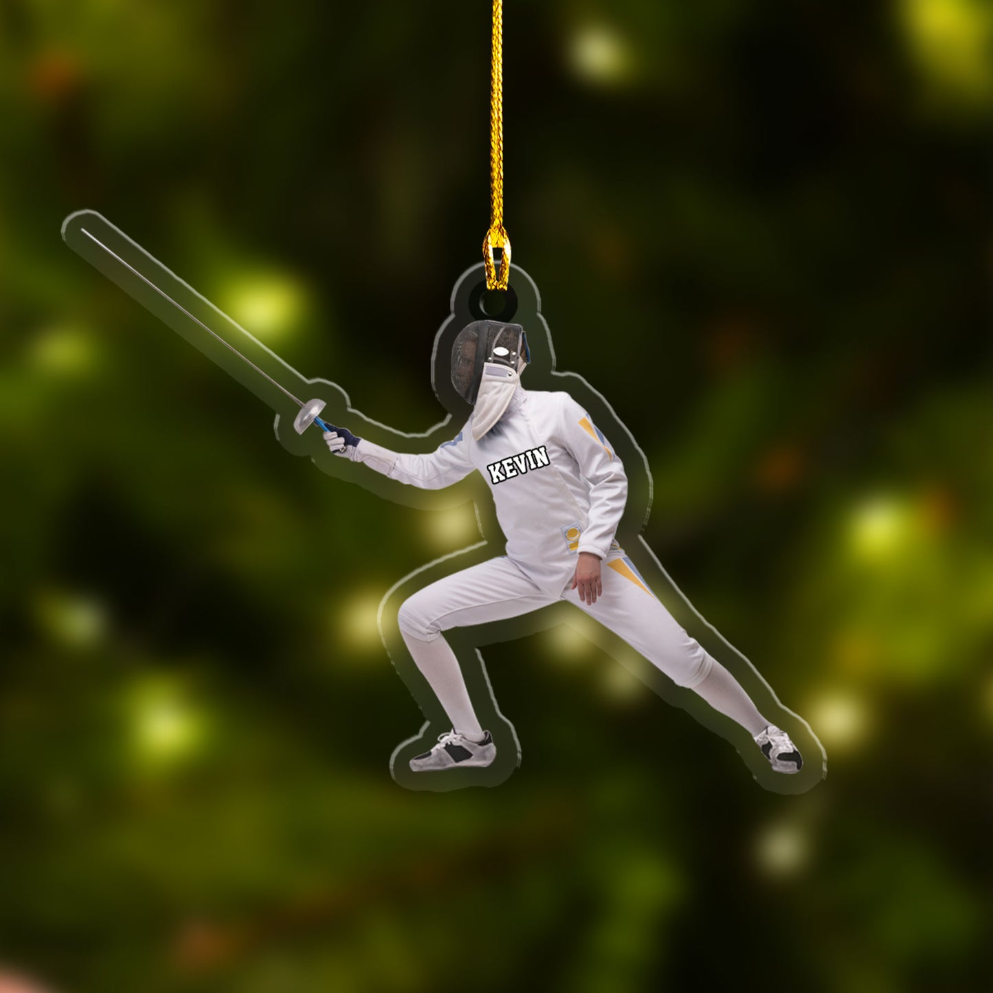 Personalized Fencing Lovers Acrylic Christmas Keychain, Great Gift For Fencer Acrylic Keychain - Christmas Ornament Hanging Tree