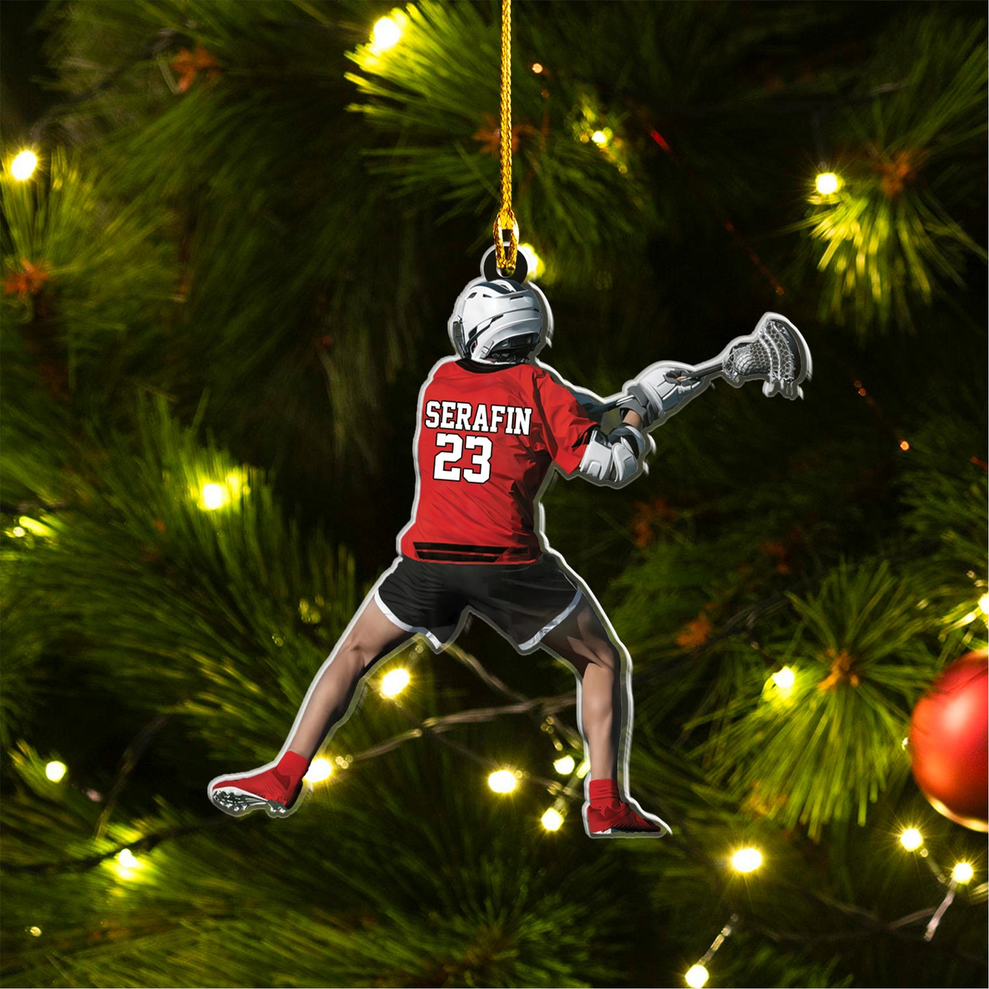 Personalized Lacrosse Players Christmas Car Ornament, Gift For Lacrosse Lovers - Custom Shape Car Ornament