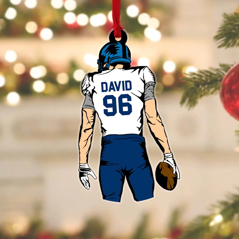 Personalized Football Player Pose Acrylic Ornament Gift For Football Lovers, Football Fans - Christmas Ornament Tree Decor