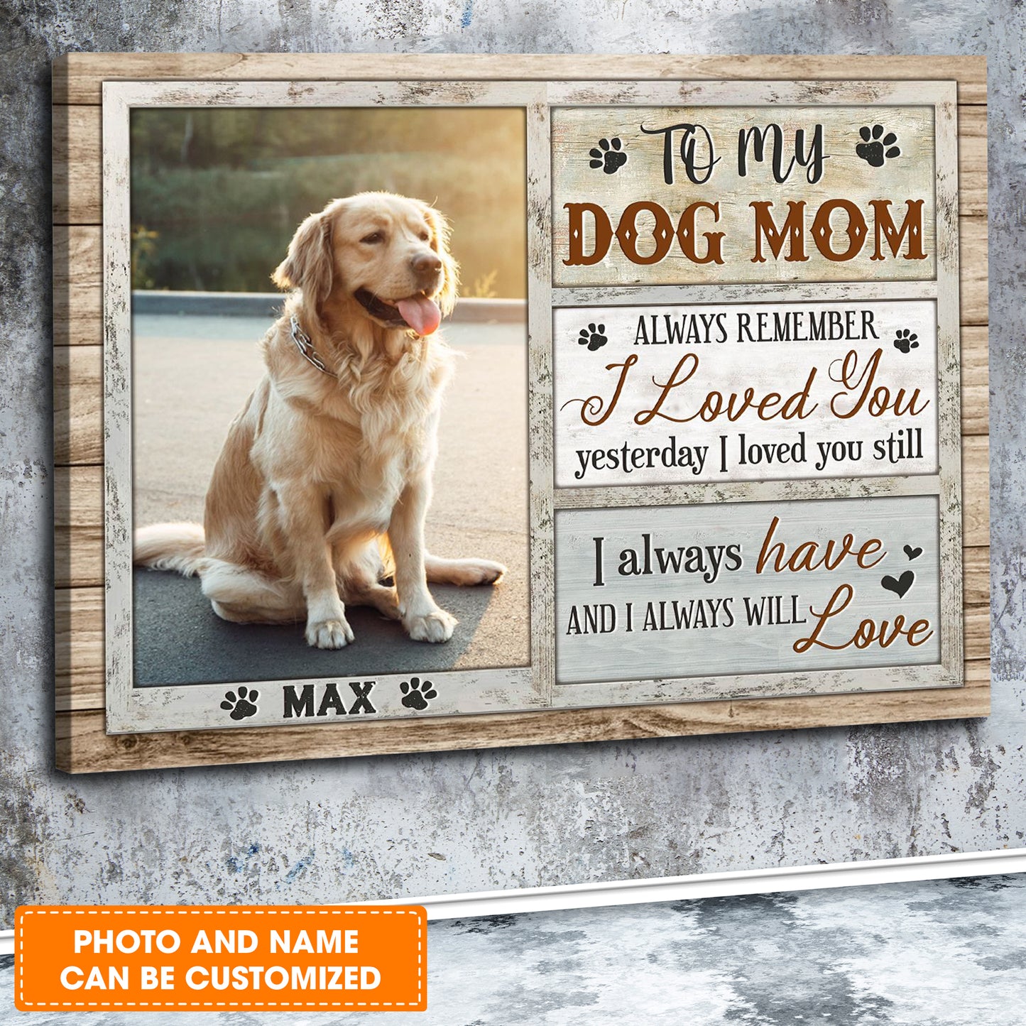 Custom Name & Photo Dog Premium Wrapped Landscape Canvas, To My Dog Mom Personalized Dog Canvas - Perfect Gift For Dog Lovers, Family, Dog Mom