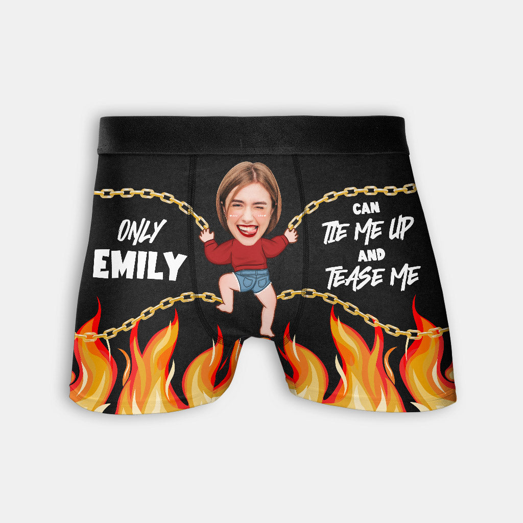 Personalized Boxers, Custom Face Underwear - Customized Tie Me Up And Tease Me Boxer - Best Valentine Gift For Men From Lover