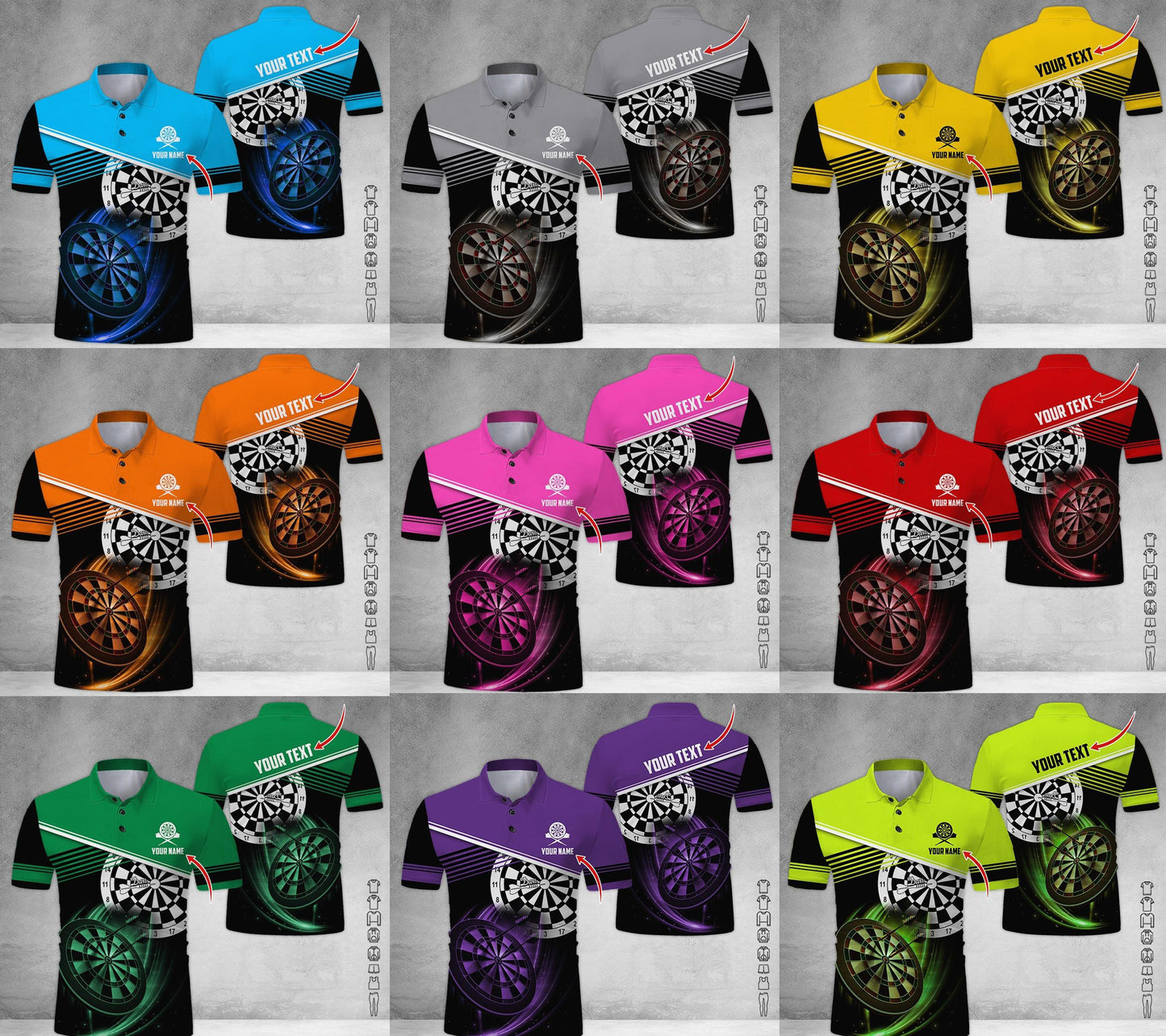 Customized Name & Team Name Darts Long Polo Shirt, Personalized Name Color Darts Long Polo Shirt - Perfect Gift For Darts Lovers