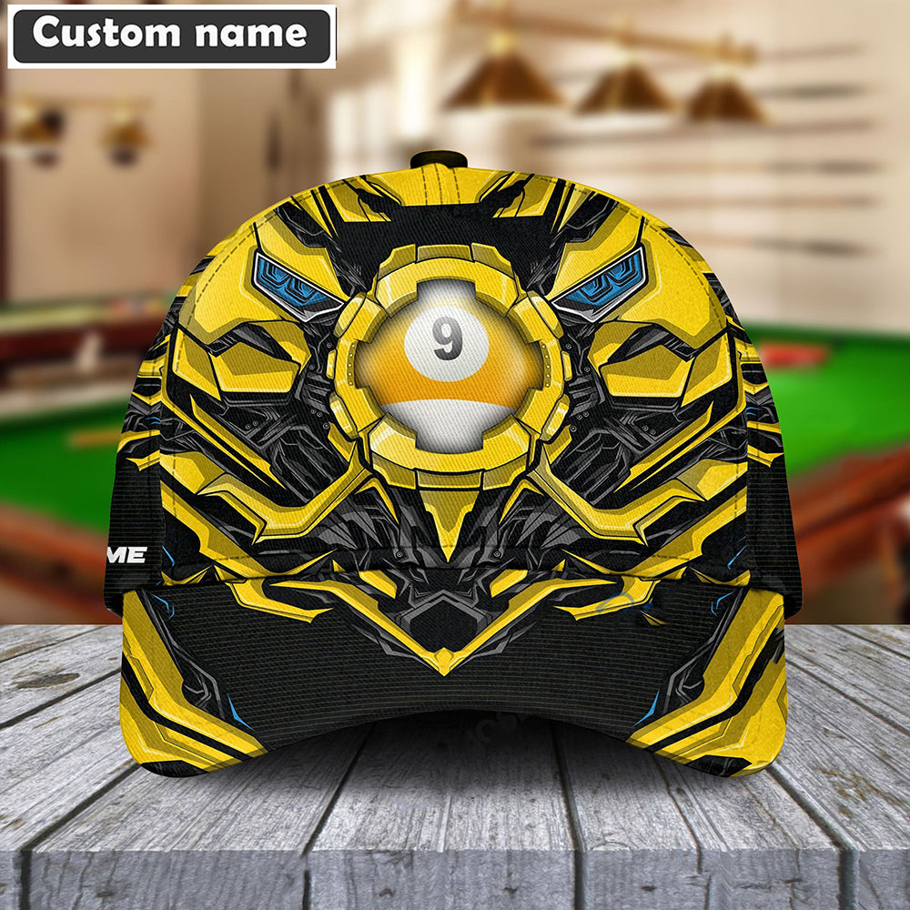 Customized Billiard 9 Ball Pool Classic Cap, Billiard Yellow And Black Hat Cap For Billiard Players, Billiard Team