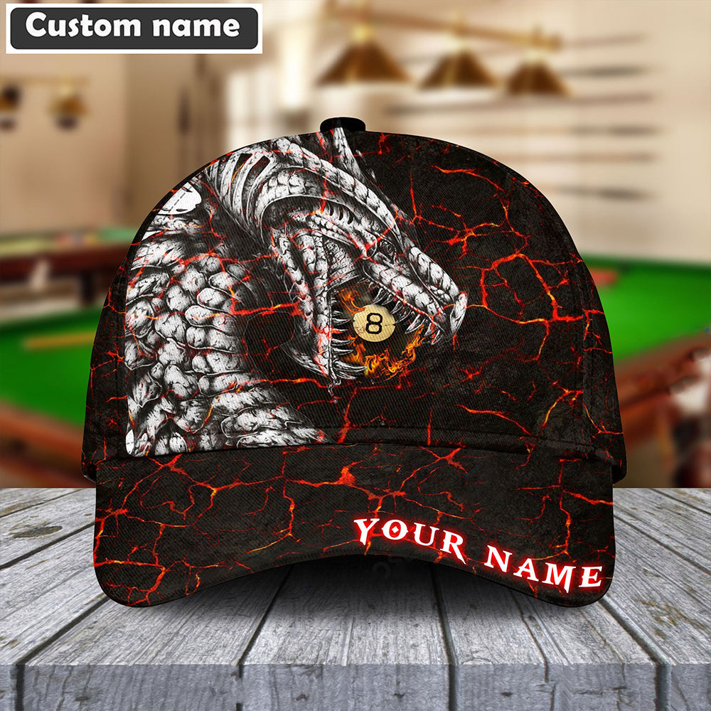 Customized Billiard Cap, Billiard Pools Dragon 8-Ball Personalized Name Hats, Best Billiard Pool Hat For Billiard Players