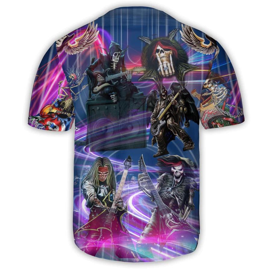 Music Baseball Jersey, Skull, Guitar Music Death Crazy Baseball Tee Jersey Shirt For Men And Women - Perfect Gift For Music Lovers, Halloween - Amzanimalsgift