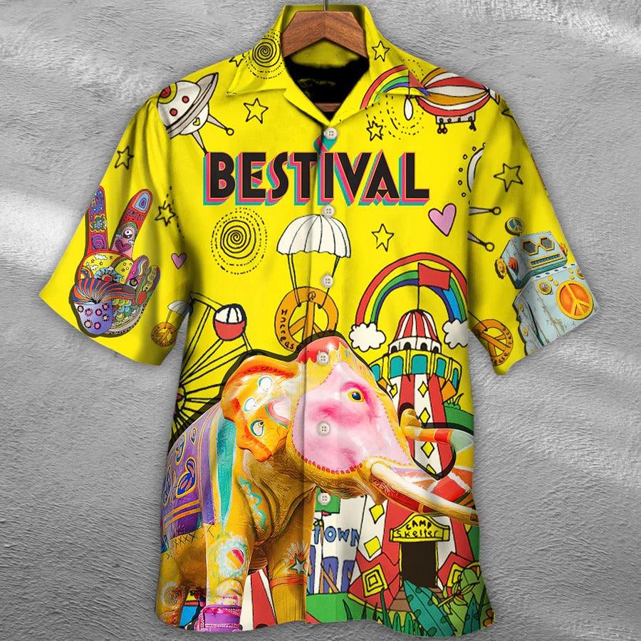 Music Hawaiian Shirt, Music Bestival In My Heart Hawaiian Shirt, Funny Festival Colorful Aloha Shirt For Men And Women - Perfect Gift For Music Lovers - Amzanimalsgift