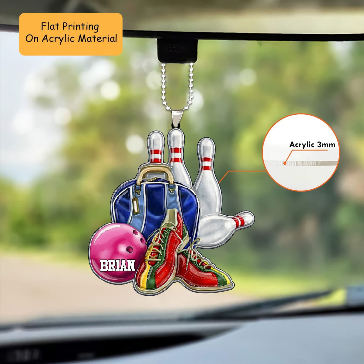 Personalized Bowling Christmas Ornament, Bowling Shoes And Bag, Custom Ornament Christmas Gift, Keychain Bowling, Car Ornament Bowling