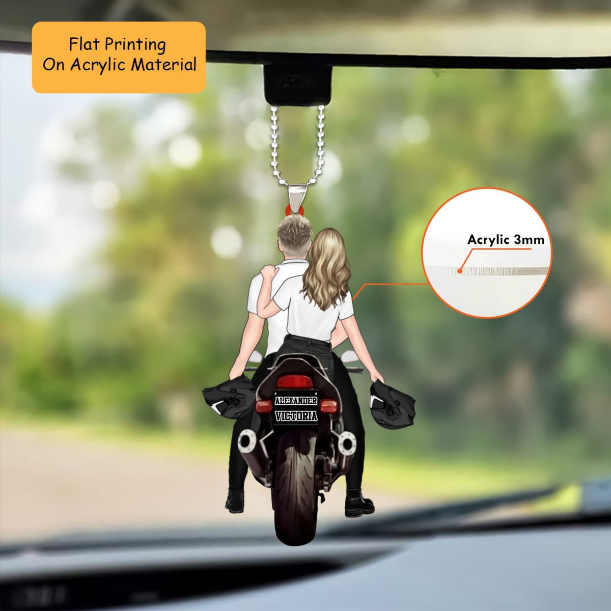 Personalized Motorcycle Christmas Ornament, Couple Rider, Custom Ornament Christmas Gift, Keychain Motorcycle, Car Ornament Motorcycle