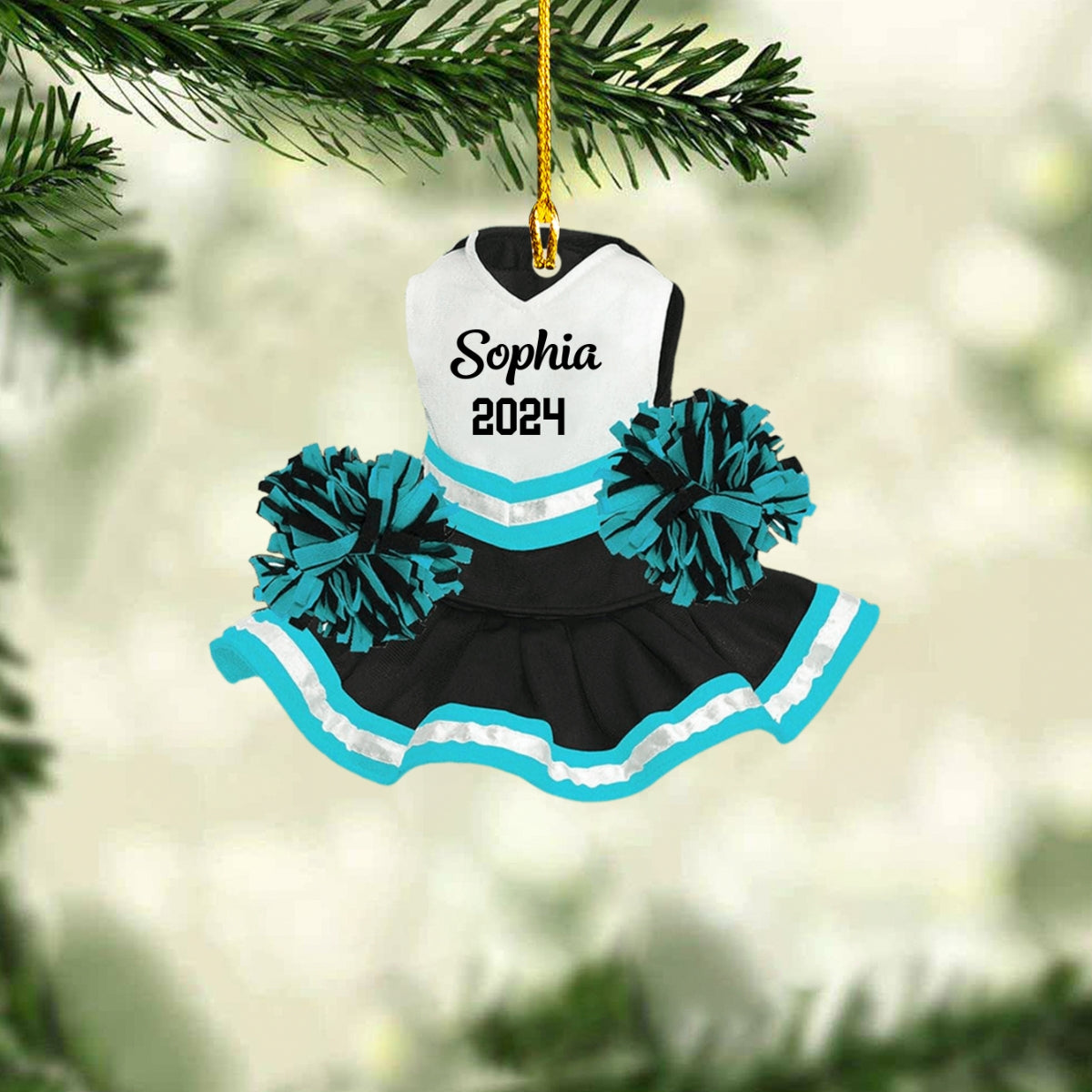 Personalized Cheerleading Pom Pom Gear Flat Acrylic Ornament, Meaningful Ornament Gifts For Daughter, Granddaughter