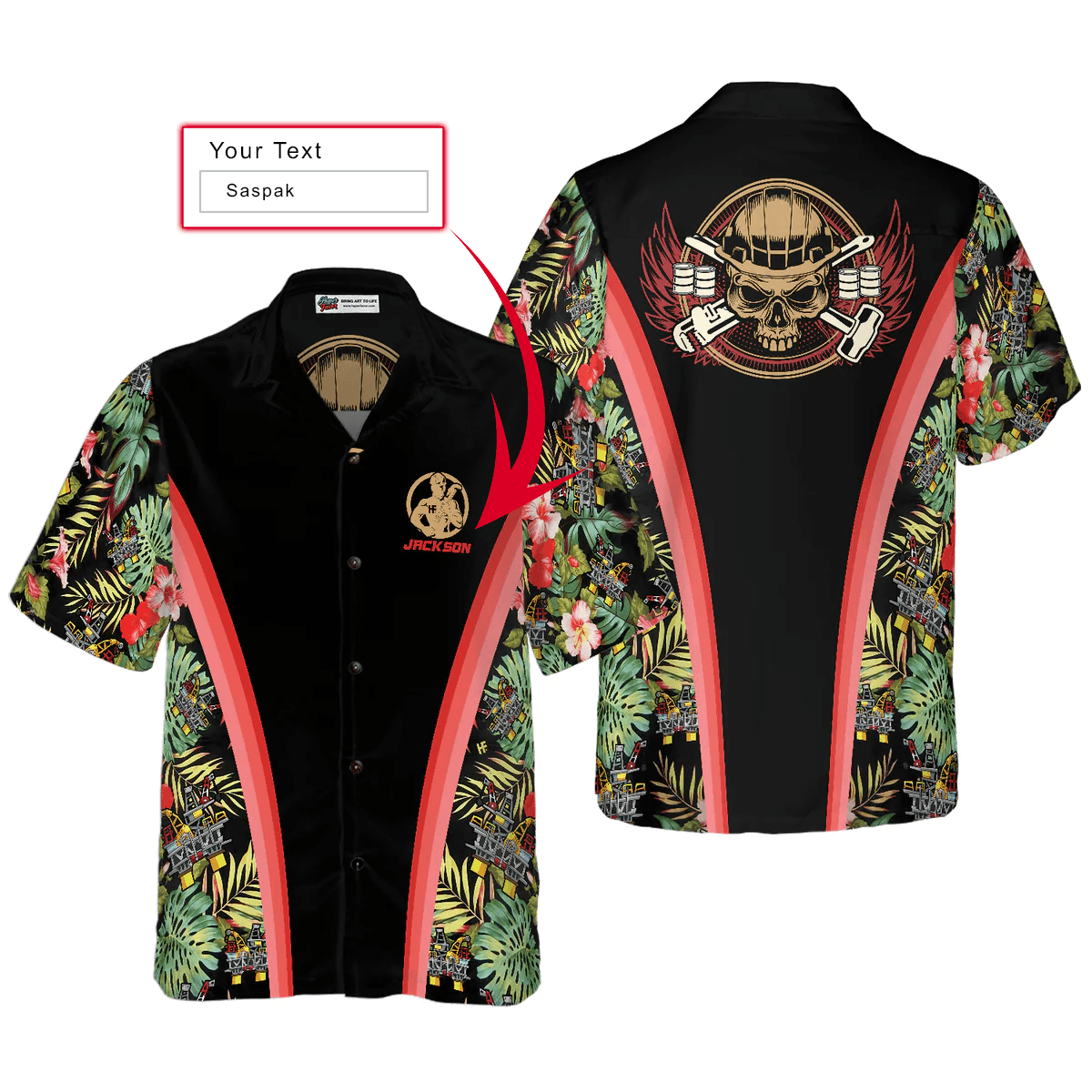 Oilfield Man Custom Name Hawaiian Shirt, Personalized Oilfield Man Tropical Custom Aloha Shirt For Men - Perfect Gift For Oilfield Man, Friend, Family - Amzanimalsgift