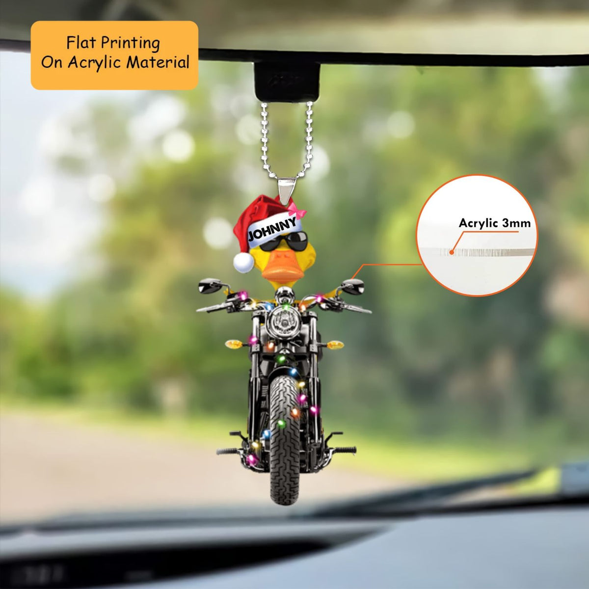 Personalized Christmas Biker Ornament, Biker Duckies, Custom Ornament Christmas Gift, Keychain Biker Christmas, Car Ornament Biker Christmas