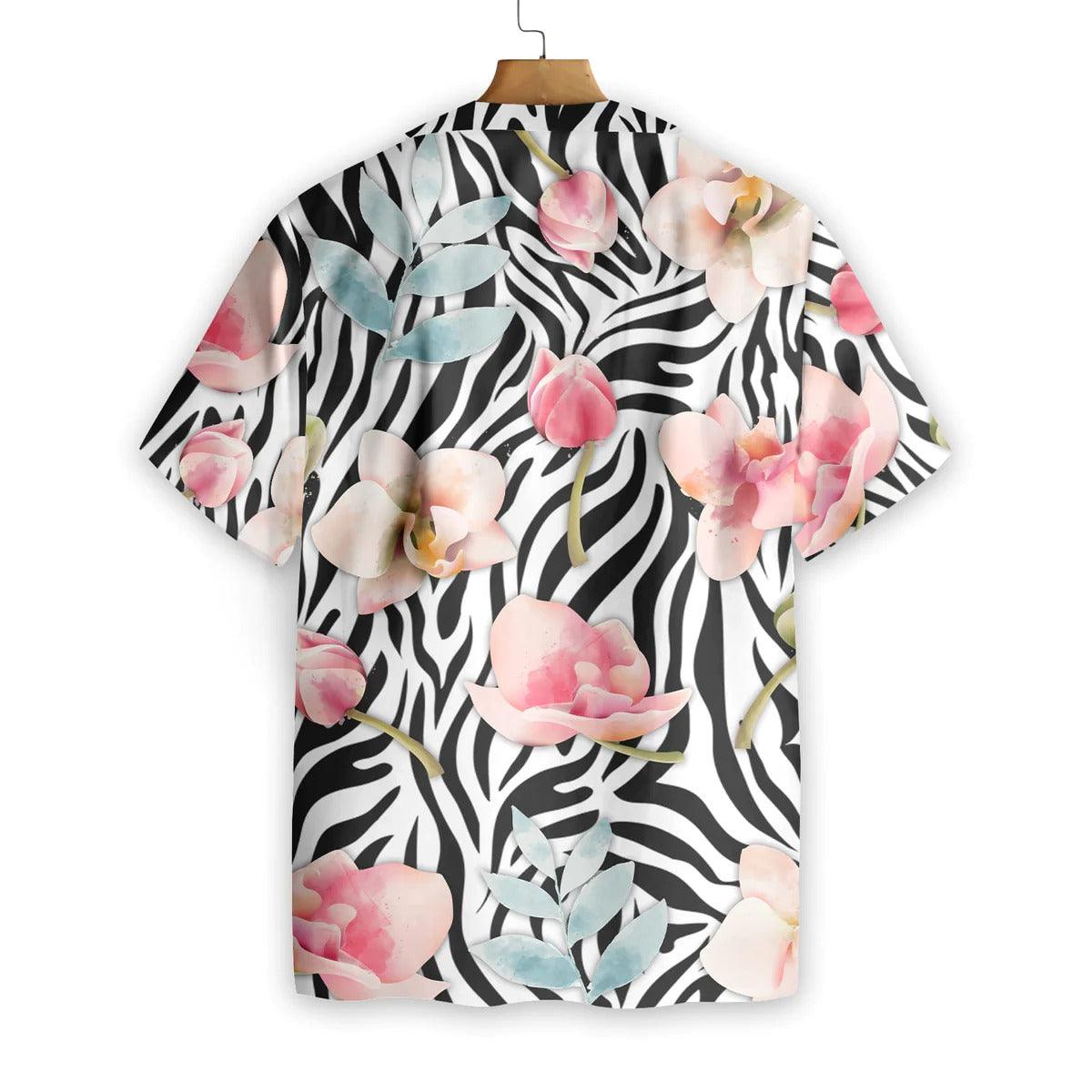 Orchid Zebra Watercolor Painting Art Hawaiian Shirt, Funny Aloha Shirt - Perfect Gift For Friends, Husband, Boyfriend, Family, Summer Lovers - Amzanimalsgift