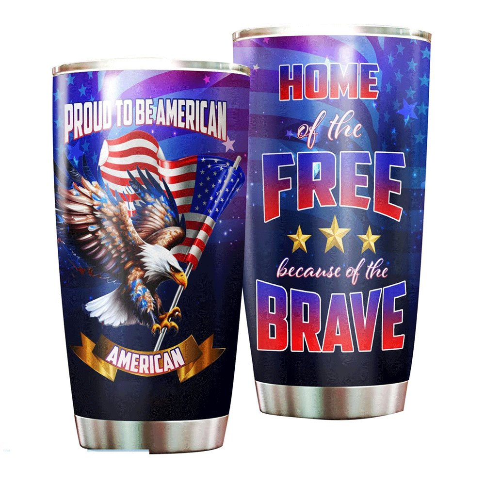 Personalized 4th Of July Tumbler - Home Of The Free Because Of The Brave 4th Of July Stainless Steel Tumbler Cup Gift For Dad, Independence Day - Amzanimalsgift