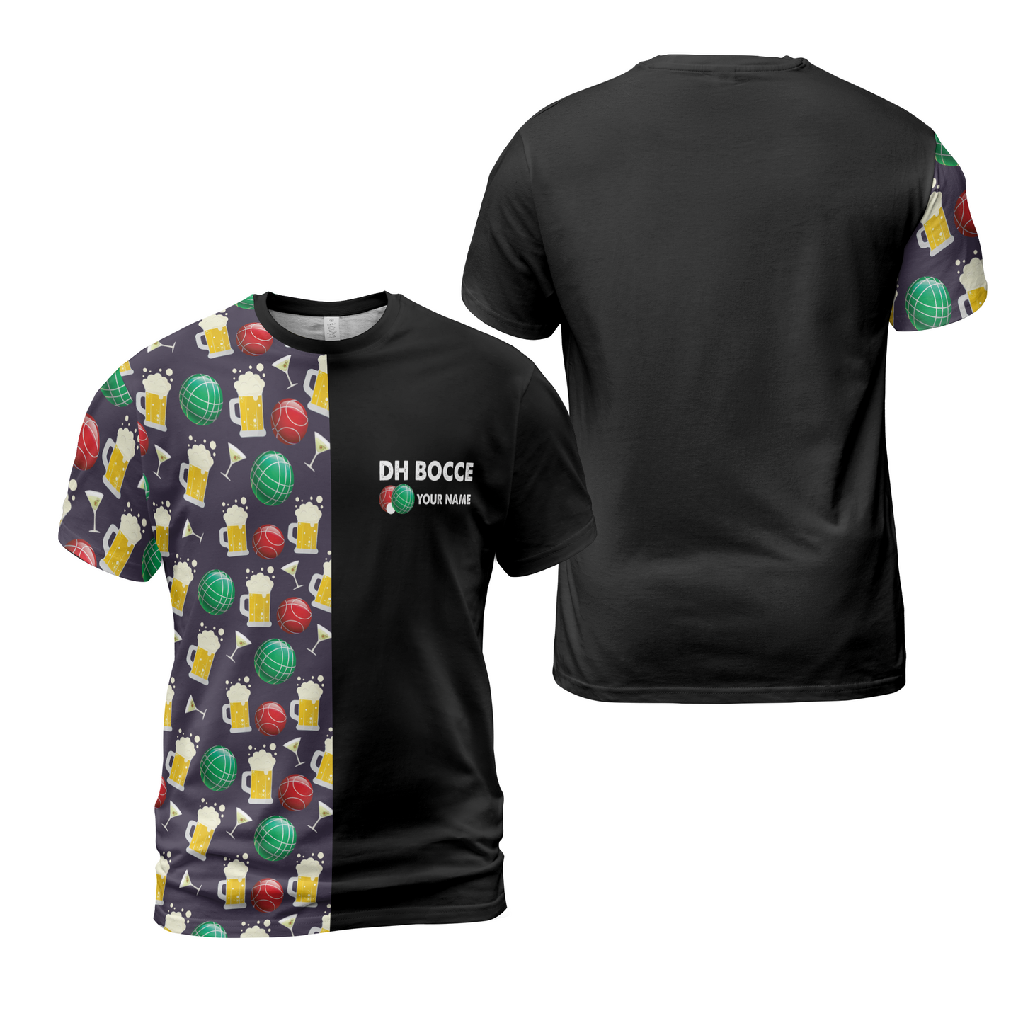 Personalized DH BOCCE Polo Shirt Black And Bear Wine Bocce Ball Pattern, Perfect Outfit For Bocce Team, Bocce Champion League