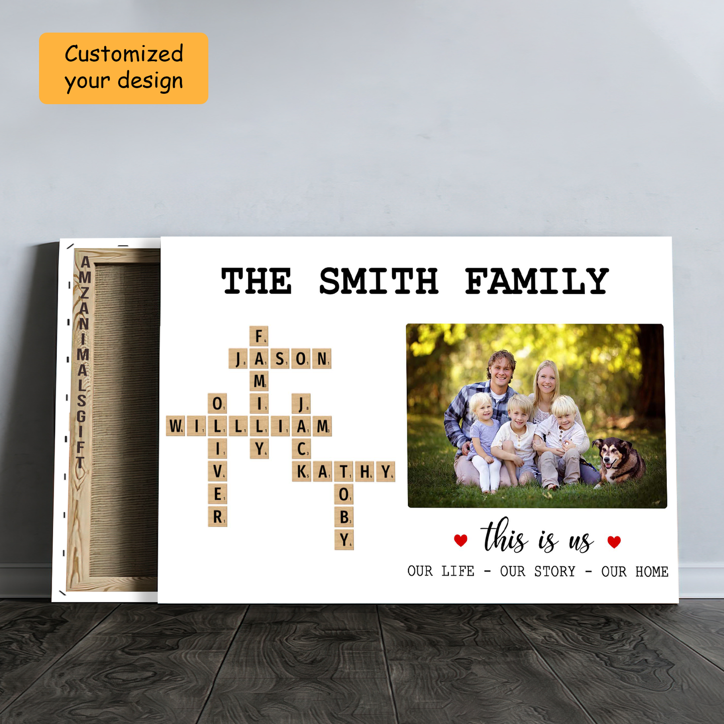 Personalized Family Name Scrabble Crossword Puzzle Wall Art Poster This Is Us Our Story, Meaningful Gift For Family