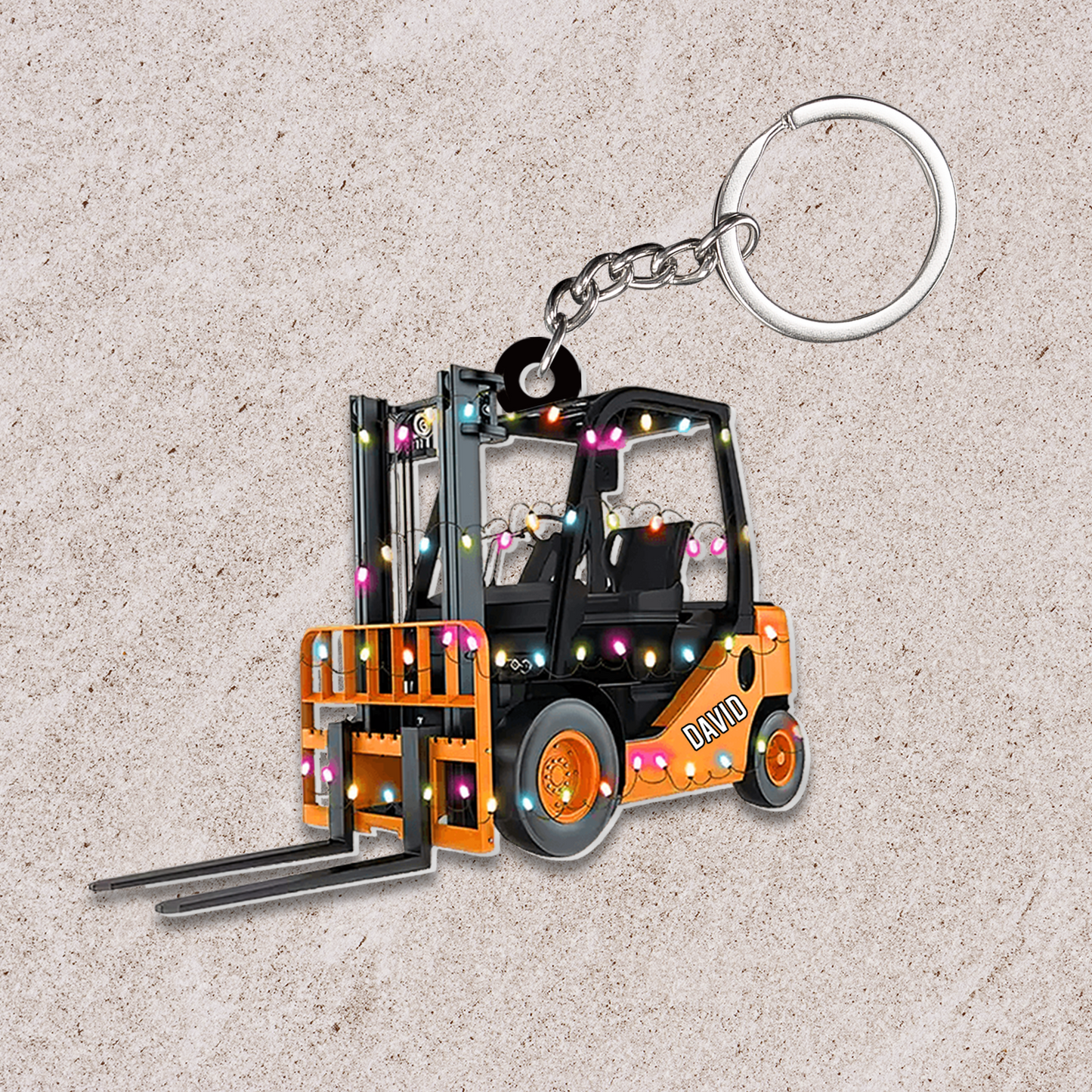 Personalized Forklift Truck Christmas Light Flat Acrylic Ornament, Christmas Ornament Gift For Grandson, Granddaughter