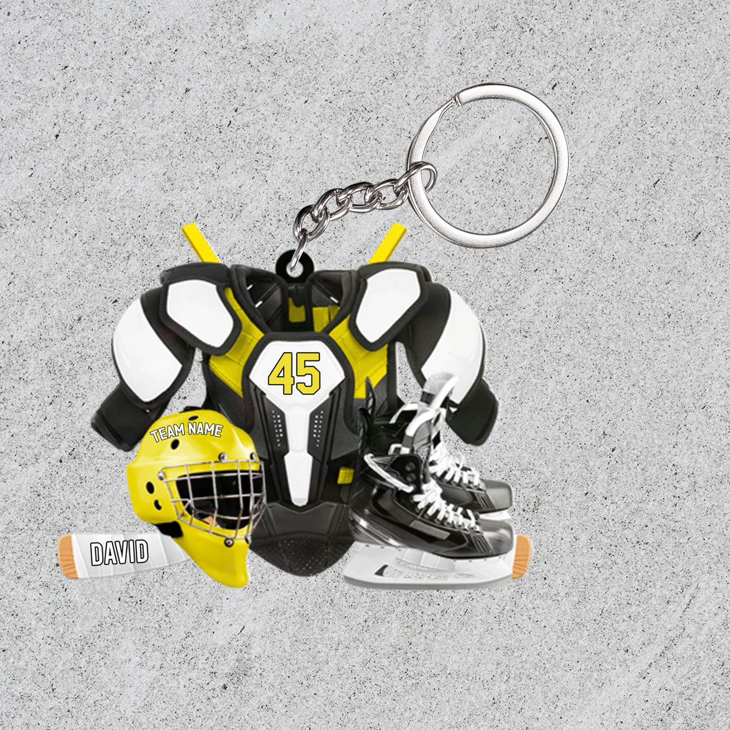 Personalized Hockey Equipment Gear Acrylic Ornament, Meaningful Christmas Ornament Gift For Hockey Players, Grandson, Son