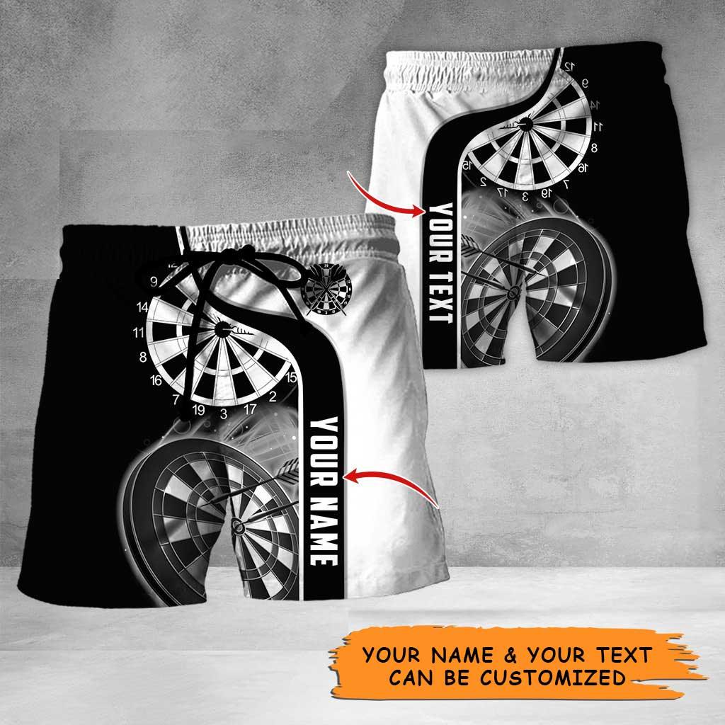 Personalized Name Darts Aloha Hawaiian Shirt - Black & White Darts Pattern Personalized Name Hawaiian Shirt For Men & Women, Darts Lover - Amzanimalsgift