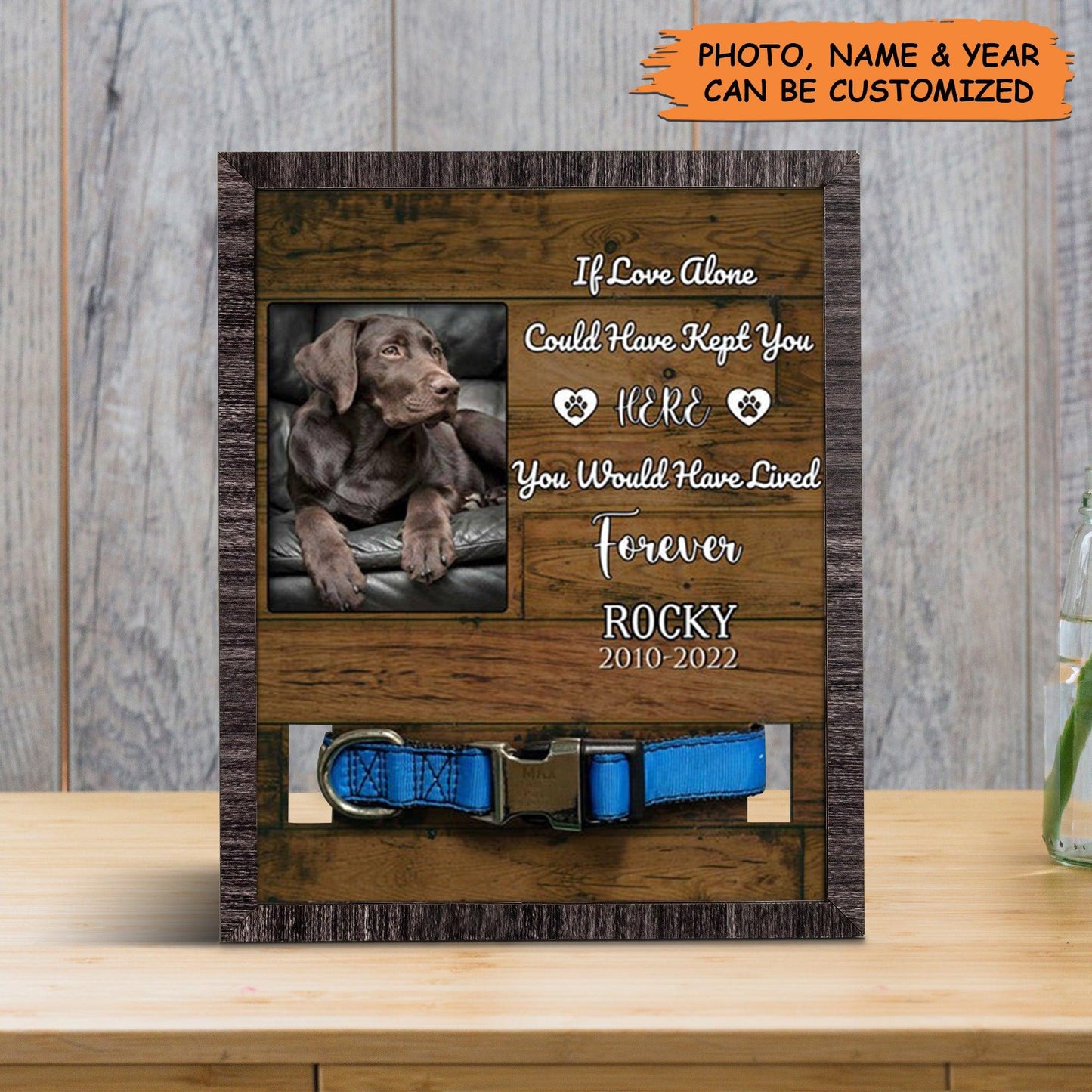 Personalized Pet Collar Frame - Labrador Dog Photo Keepsake, Pet Loss Sympathy, Memorial Pet Collar Sign - Gift For Pet Lovers, Grieving Pet Owner - Amzanimalsgift