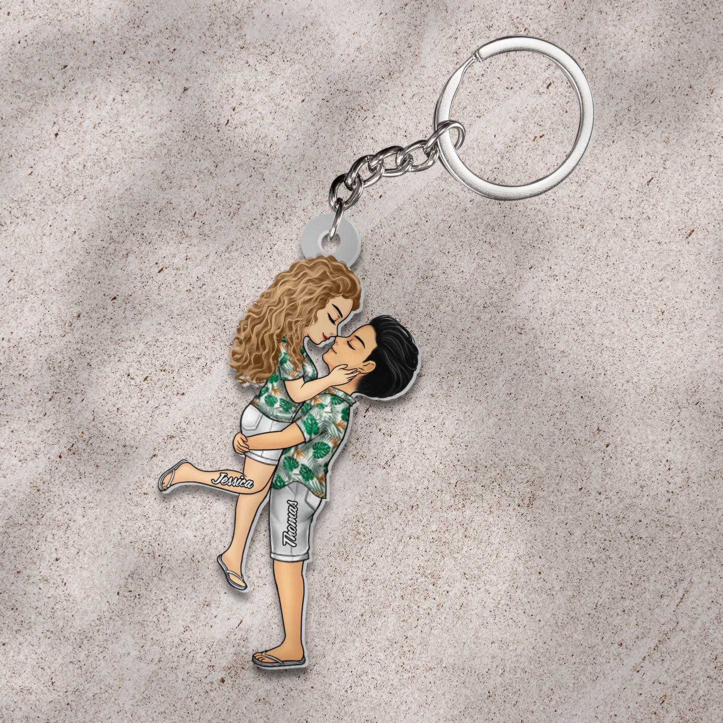 Personalized Beach Couple Hugging Noses Touching Ornament, Couple Hugging Ornament, Couples Ornament, Anniversary Gift