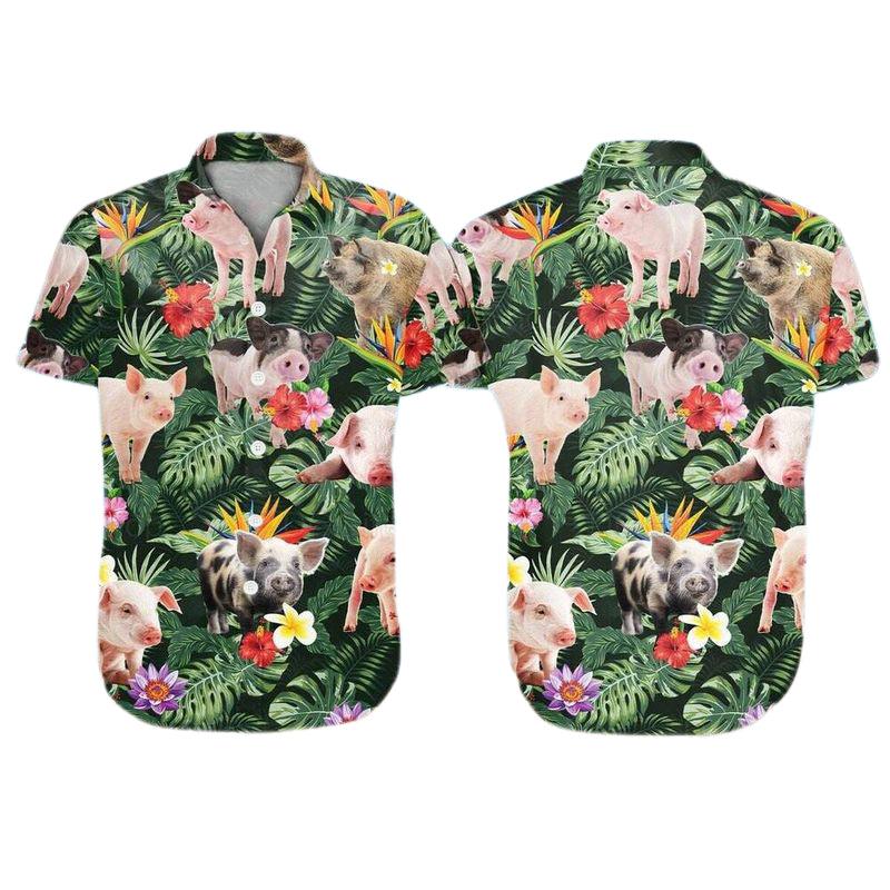 Pig Aloha Hawaiian Shirt - Baby Pig Hawaiian Shirt, Tropical Flower Pattern Hawaiian Shirt For Men & Women, Pig Lover - Amzanimalsgift