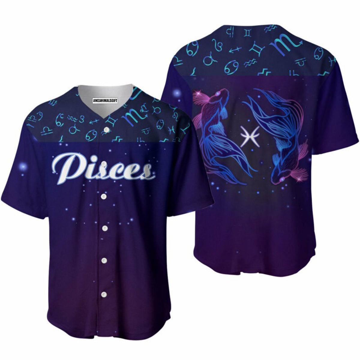 Pisces Baseball Jerseys, Pisces Zodiac Baseball Jerseys For Men And Women - Perfect Gift For Friend, Family - Amzanimalsgift