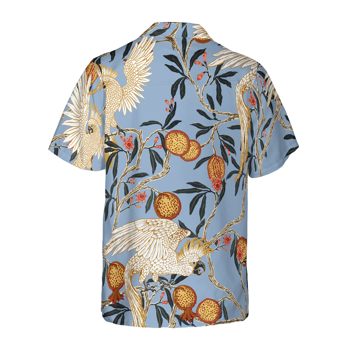 Pomegranates And Cockatoos Hawaiian Shirt, Colorful Summer Aloha Shirts For Men Women, Perfect Gift For Husband, Wife, Boyfriend, Friend - Amzanimalsgift