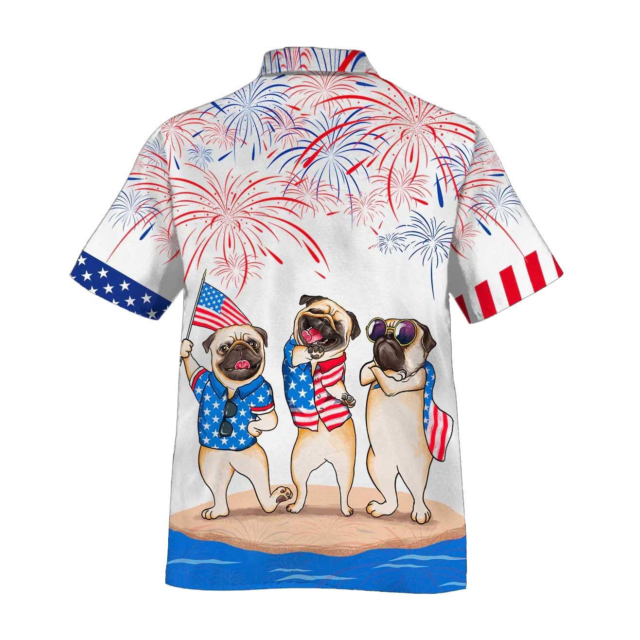 Pug Aloha Hawaiian Shirts For Summer, Independence Day Is Coming, Happy 4th Of July American Pug Hawaiian Shirt For Men Women, Gift For Pug Lovers - Amzanimalsgift