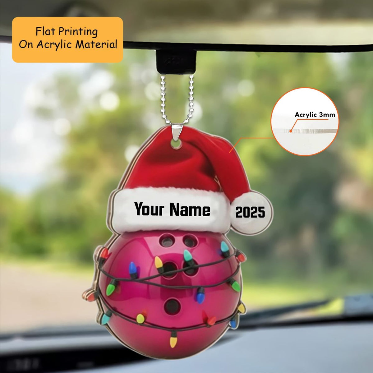 Personalized Bowling Ball Ornament, Bowling Christmas Keychain, Car Ornament, Christmas Ornament Gifts