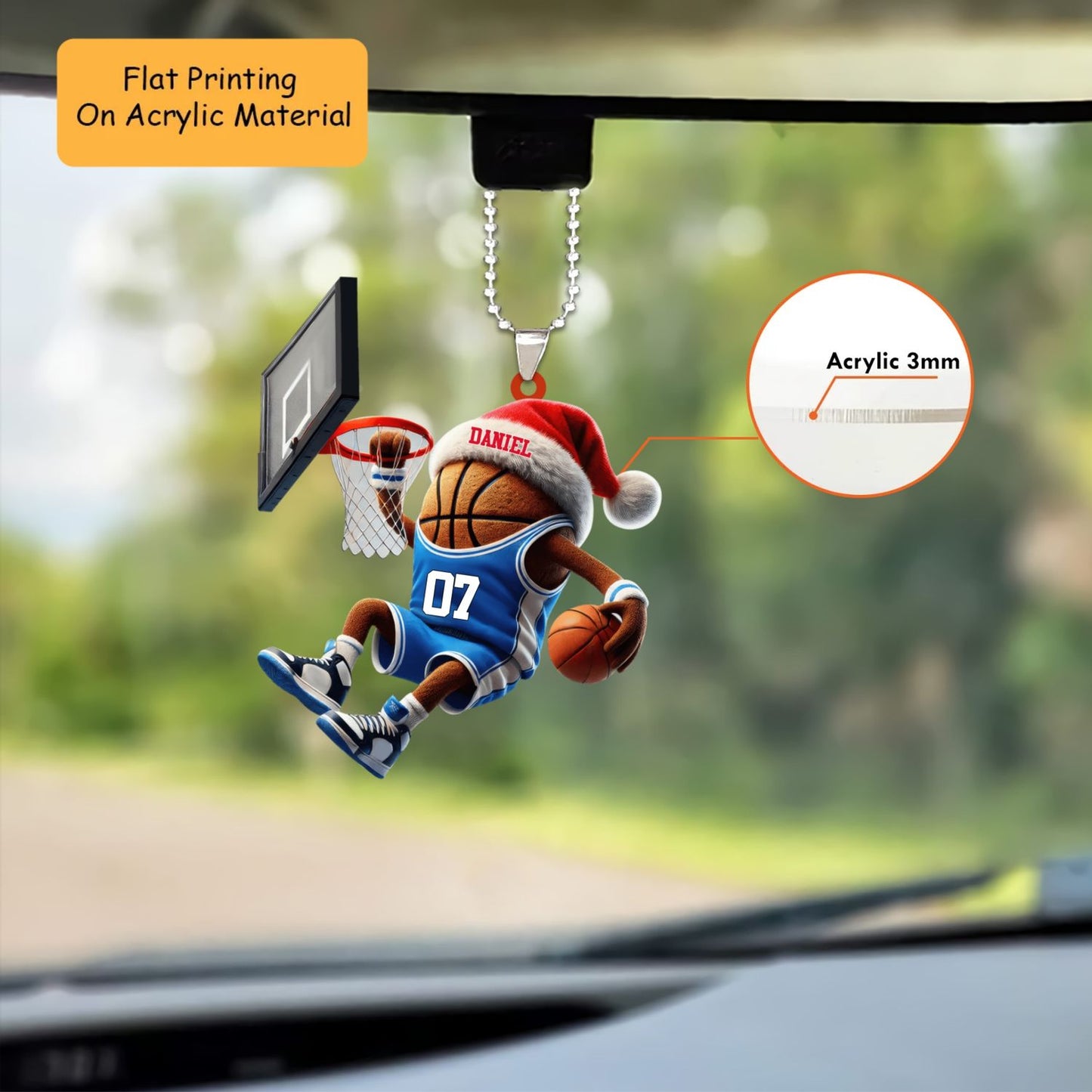 Personalized Basketball Christmas Ornament, Slam Dunk Mascot Jersey, Custom Ornament Christmas Gift, Keychain Bowling, Car Ornament Bowling