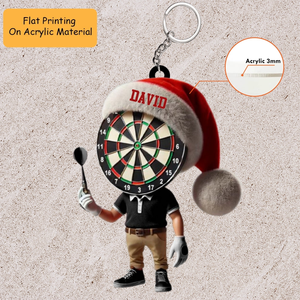 Personalized Dart Board Holding Pins Acrylic Ornament, Dart Board Keychain, Car Ornament, Christmas Ornament Gifts