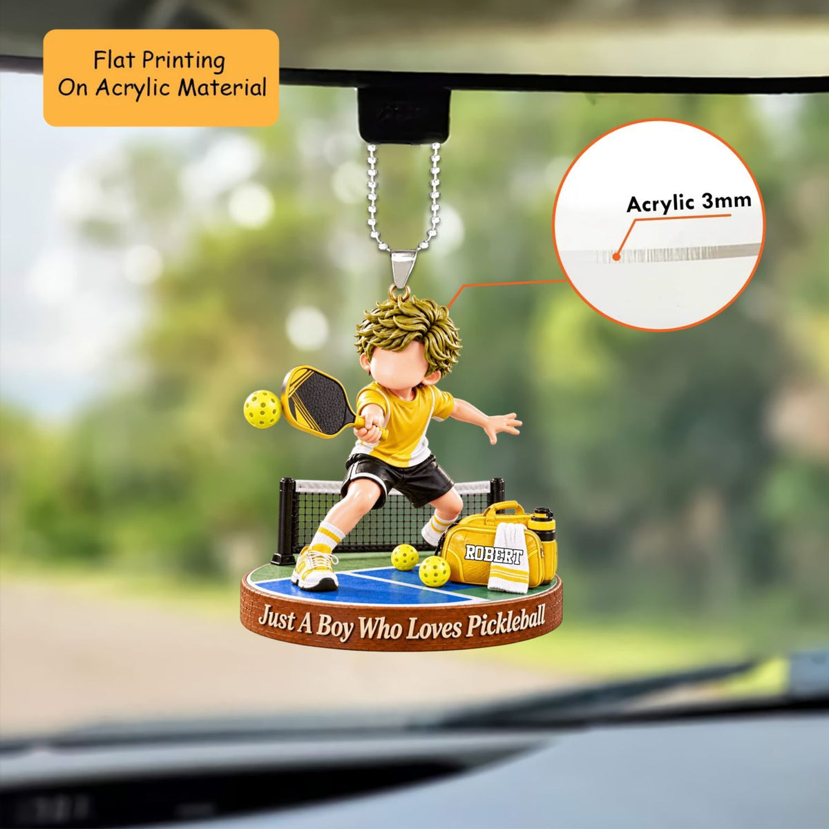 Personalized Pickleball Christmas Ornament, Just A Boy Who Loves Pickleball Court Setup, Custom Ornament Christmas Gift, Keychain Pickleball, Car Ornament Pickleball