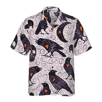 Raven And Skull Halloween Hawaiian Shirt, Halloween Shirt For Men And Women - Perfect Gift For Lover, Friend, Family - Amzanimalsgift