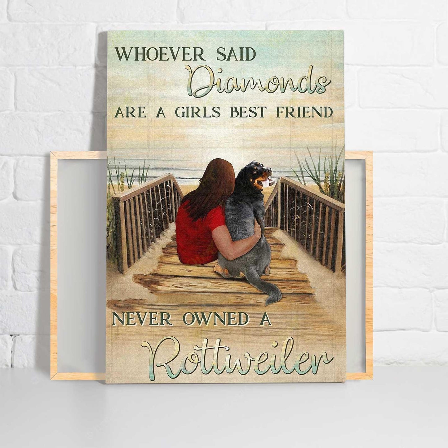 Rottweiler Dog Portrait Canvas - They never owned a dog Canvas - Pet Gift For Dog Lover, Dog Mom, Dad Portrait Canvas, Wall Decor Visual Art - Amzanimalsgift