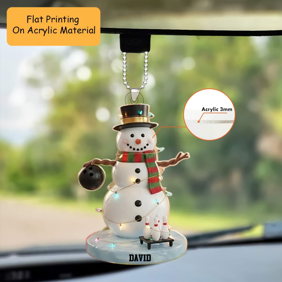 Personalized Bowling Ball Ornament, Bowling Christmas Keychain, Car Ornament, Christmas Ornament Gifts