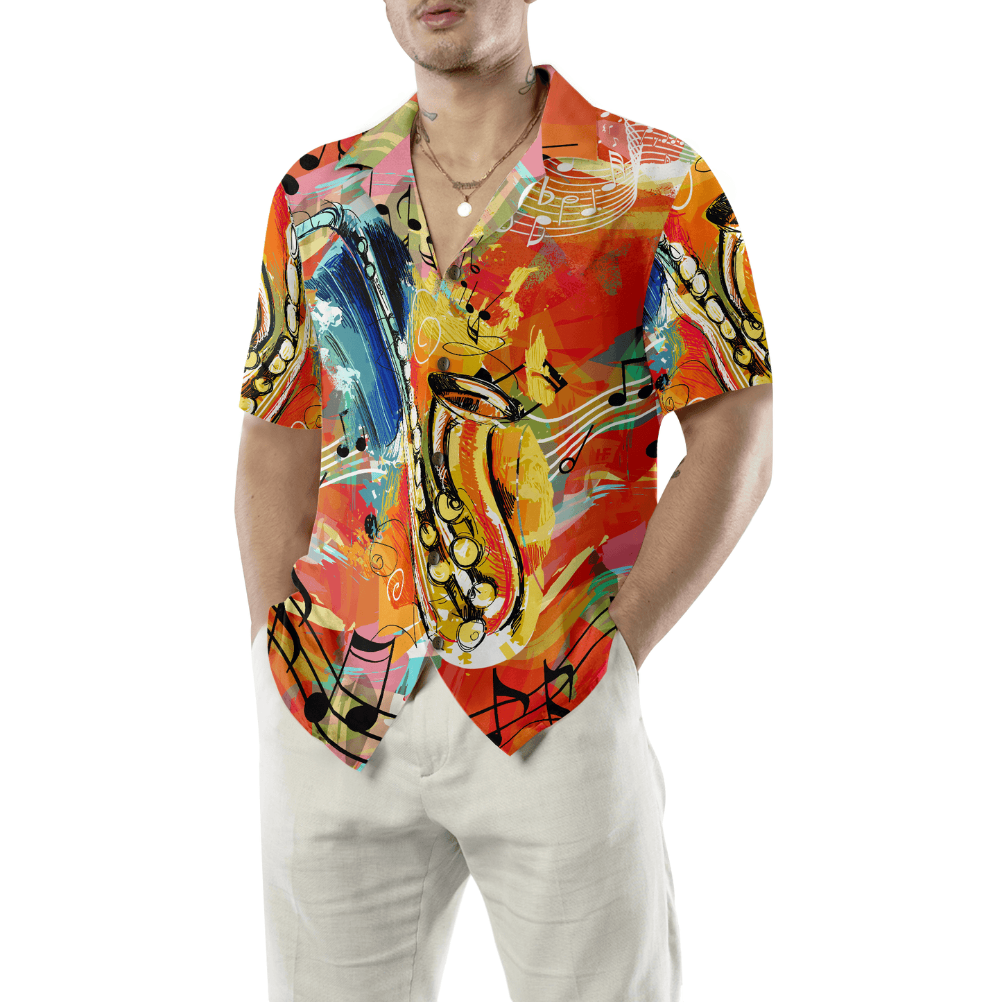 Saxophone Hawaiian Shirt, Saxophone Guides You To The World Hawaiian Shirt, Colorful Summer Aloha Shirt For Men Women, Gift For Friend, Music Lovers - Amzanimalsgift