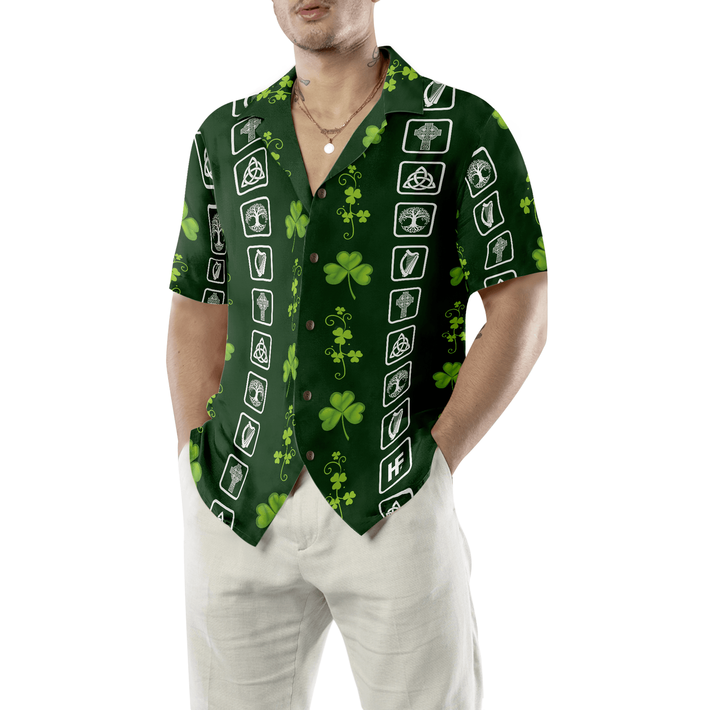 Shamrock Irish Symbols Hawaiian Shirt, Colorful Summer Aloha Shirts For Men Women, Perfect Gift For Husband, Wife, St. Patrick's Day - Amzanimalsgift