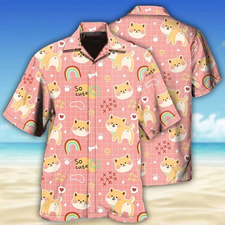 Shiba Inu Aloha Hawaii Shirt - Shiba Inu Cute Rainbow Hawaiian Shirt For Summer - Perfect Gift For Dog Lovers, Friend, Family - Amzanimalsgift