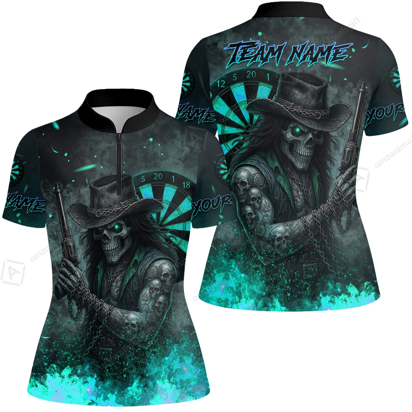 Customized Darts Team Uniform Shirt Darts Reaper Gunslinger Multicolor, Personalized Name And Team Name Darts Shirt