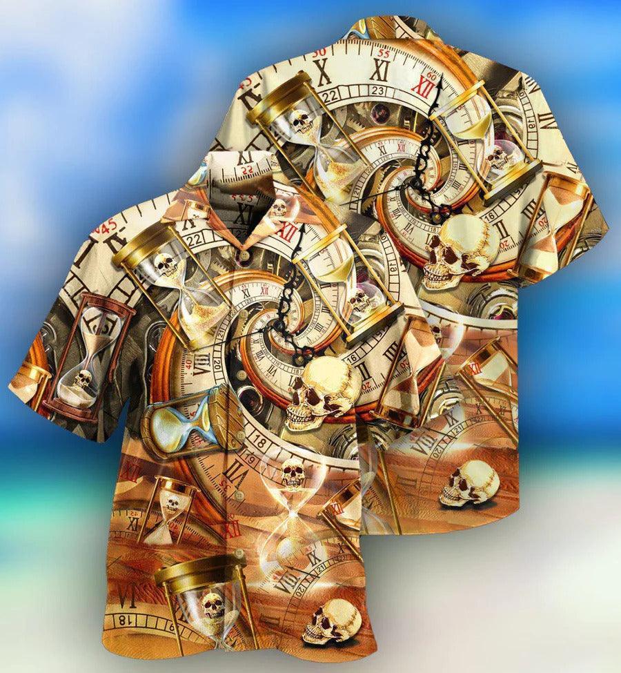 Skull Aloha Hawaiian Shirt For Summer - Skull All Knows Value Of Time Hawaiian Shirt - Perfect Gift For Men, Women, Skull Lover - Amzanimalsgift