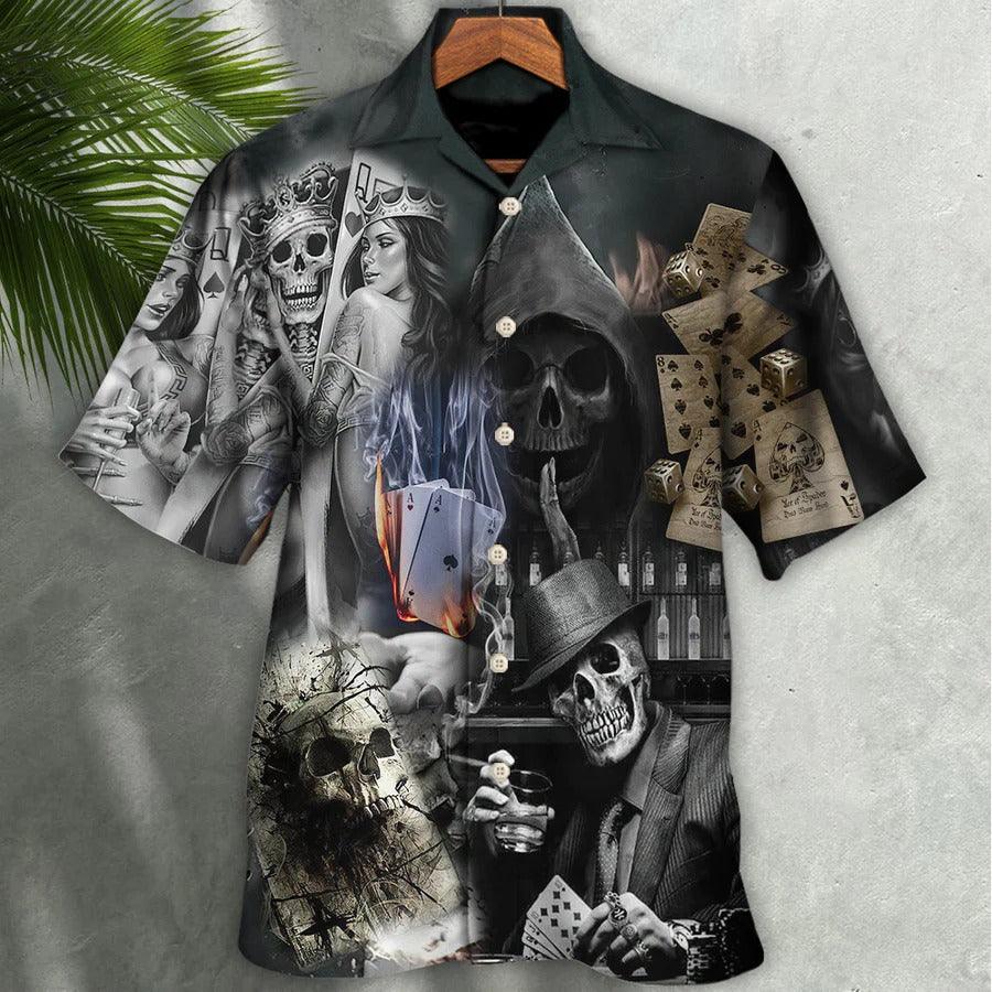 Skull Aloha Hawaiian Shirt For Summer - Skull Gambling The Death Game Begin Hawaiian Shirt - Perfect Gift For Men, Women, Skull Lover - Amzanimalsgift