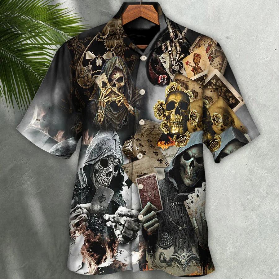 Skull Aloha Hawaiian Shirt For Summer - Skull Gambling The Death Game End Hawaiian Shirt - Perfect Gift For Men, Women, Skull Lover - Amzanimalsgift