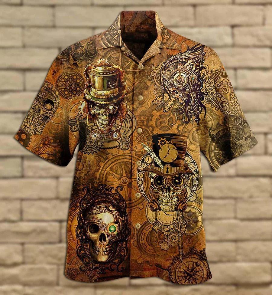 Skull Aloha Hawaiian Shirt For Summer - Skull Pirates Retro Style Hawaiian Shirt - Perfect Gift For Men, Women, Skull Lover - Amzanimalsgift