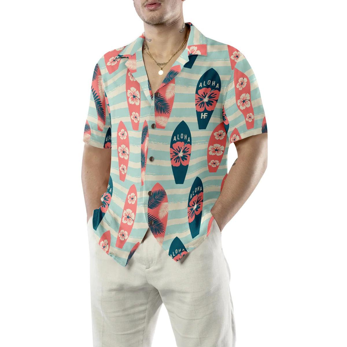Surfboards Pattern Hawaiian Shirt, Surfboards Hawaiian Shirt, Colorful Summer Aloha Shirt- Perfect Gift For Men, Women, Friend, Family - Amzanimalsgift