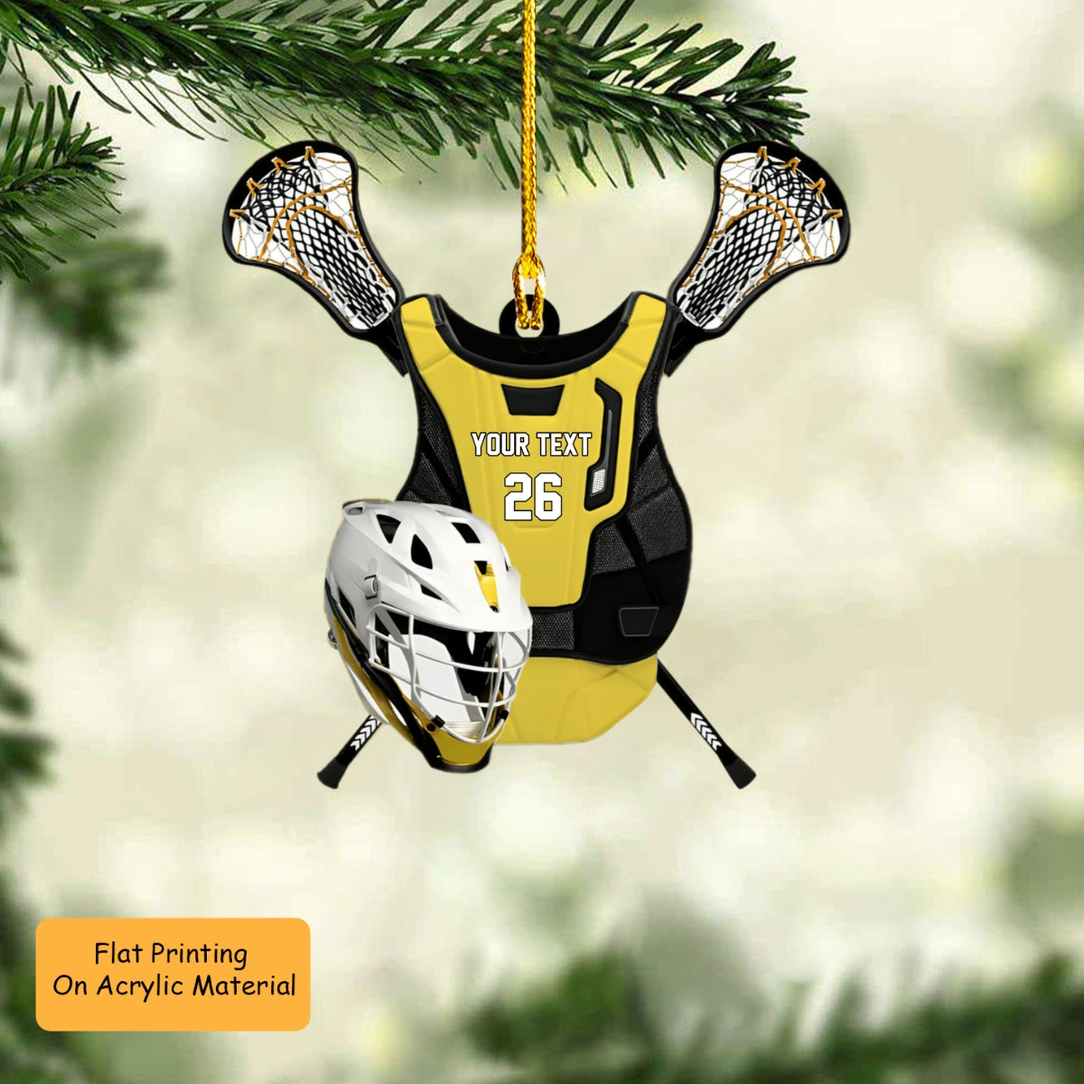 Personalized Lacrosse Gear Flat Acrylic Ornament, Meaningful Christmas Ornament Gifts For Son, Grandson, Daughter
