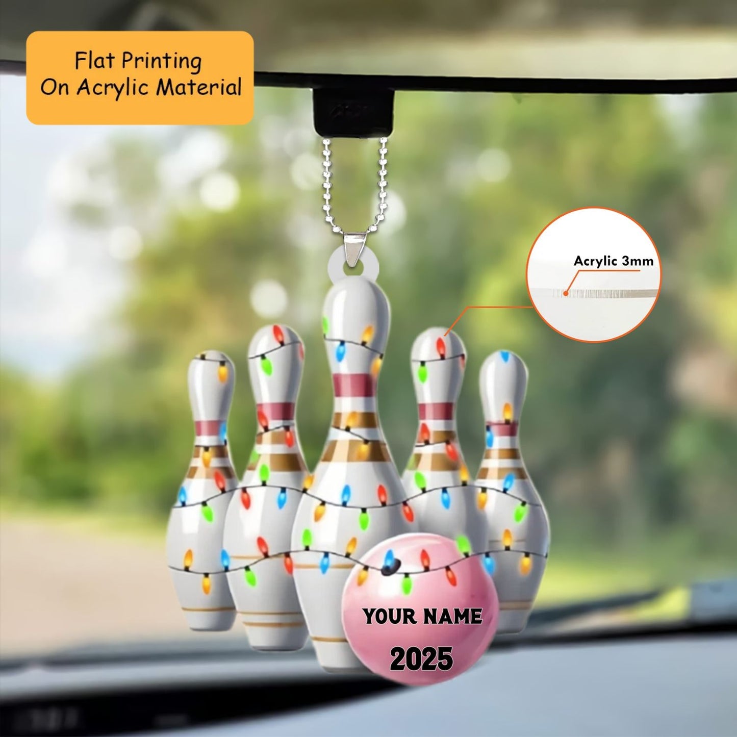 Personalized Bowling Ball Christmas Ornaments, Bowling Christmas Keychain, Car Ornament, Christmas Ornament Gifts